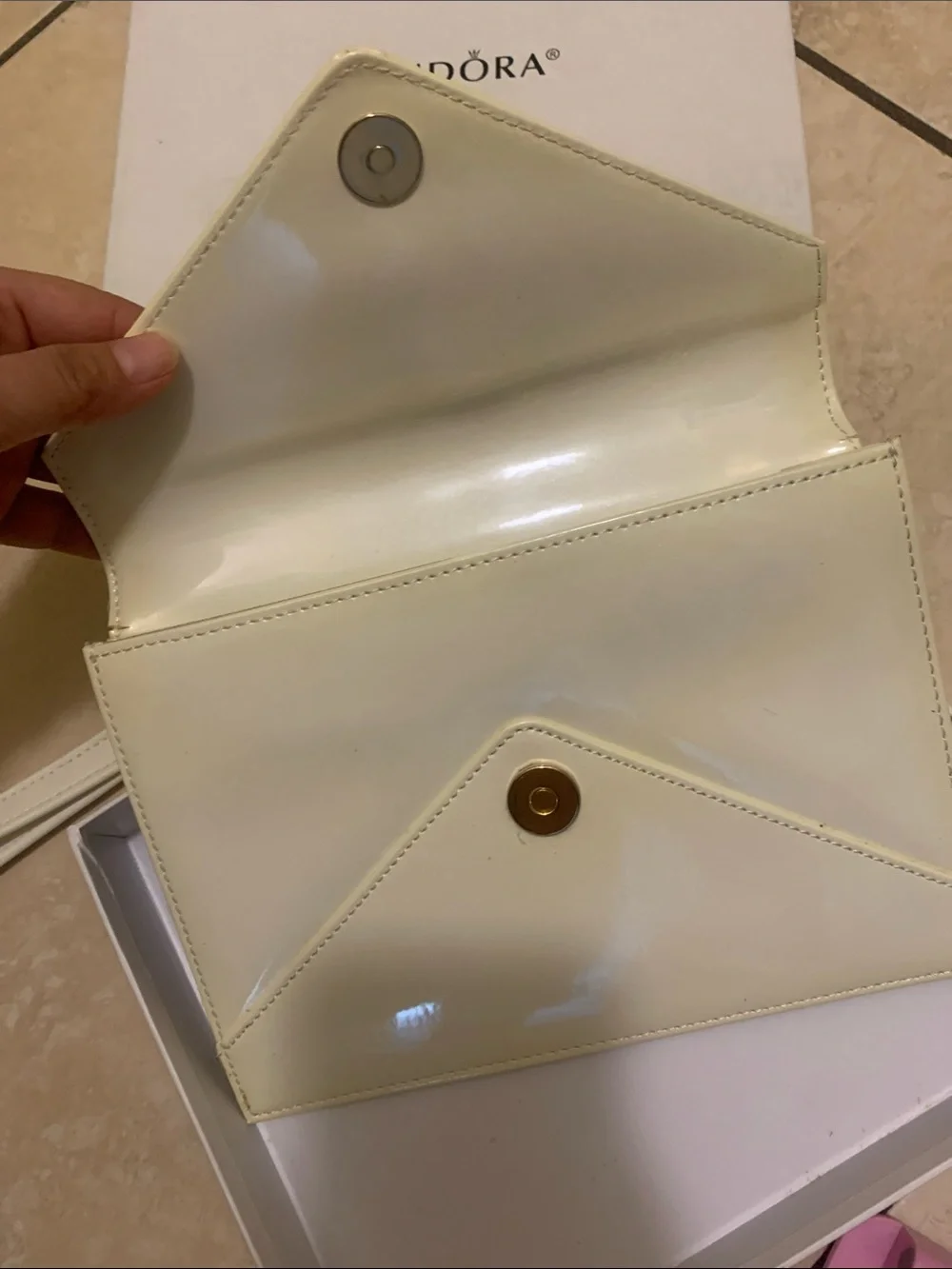 PANDORA Cream Envelope Wristlet Clutch